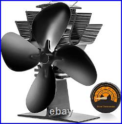 Wood Stove Fan Heat Powered Upgrade Designed Silent Operation 4 Blades with St